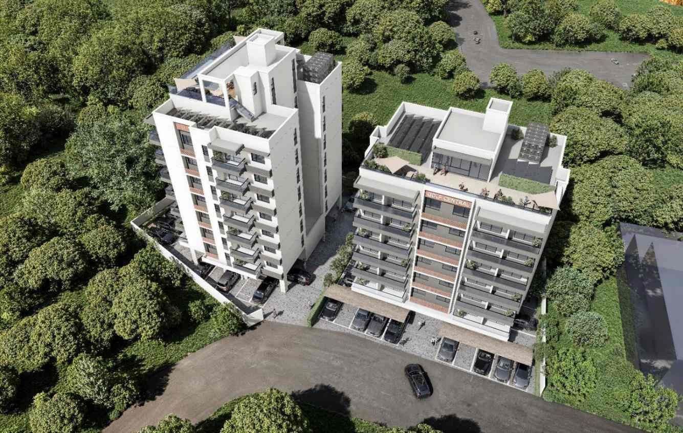 Tranquil twin-tower garden enclave