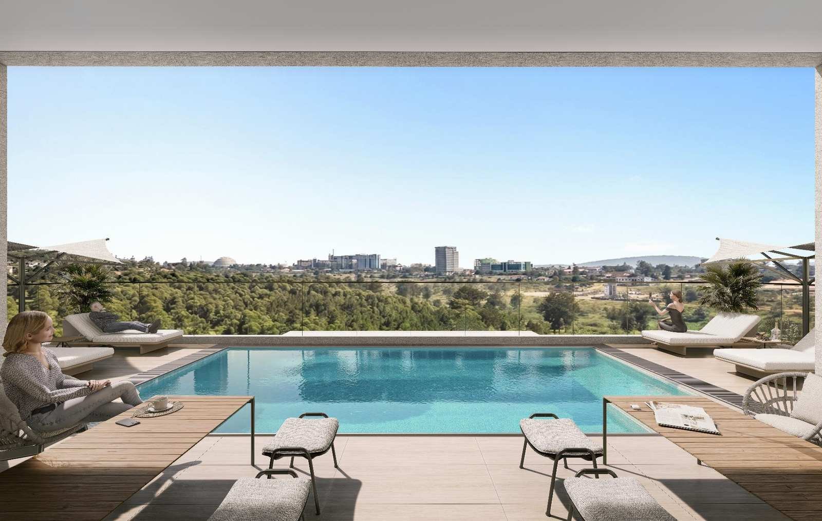 09-rooftop-pool-golf-views Golf Central Residences Apartments for Sale in Kigali