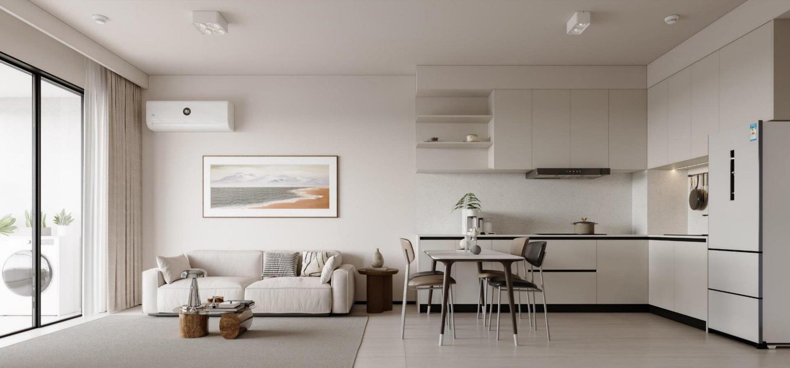1-Bedroom – open living & kitchen